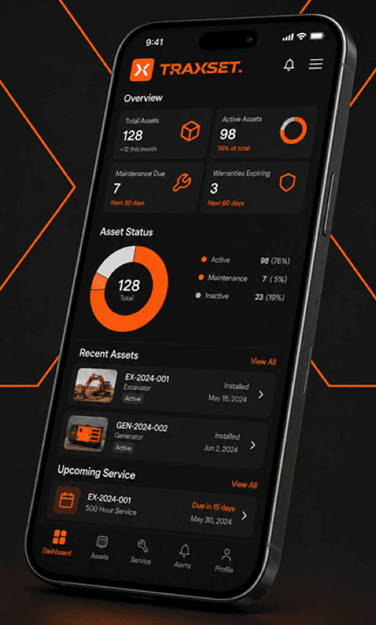 Traxset dashboard on a phone